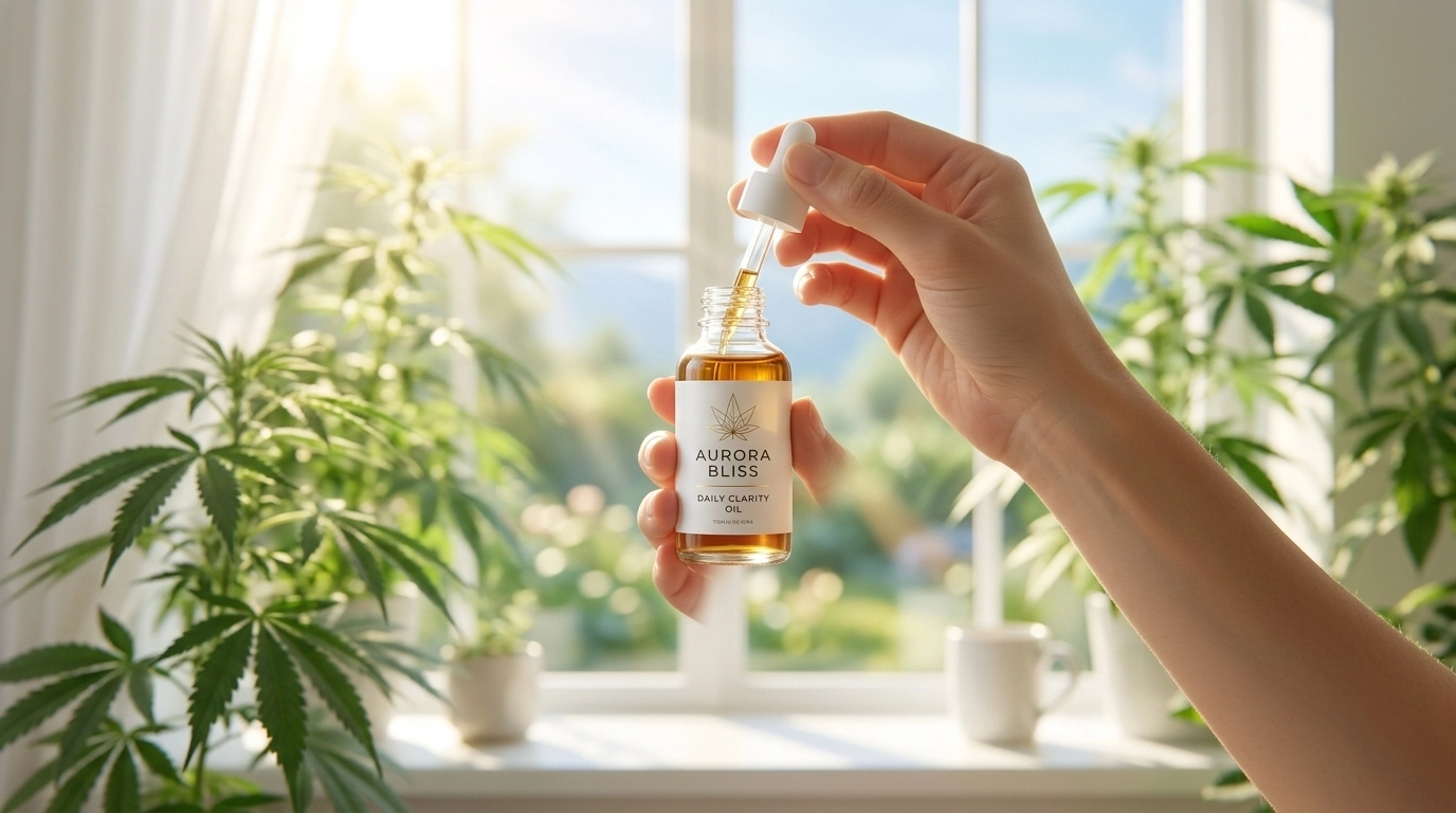 A person holding a wellness bottle in bright morning light, evoking the energy and focus associated with THCv.