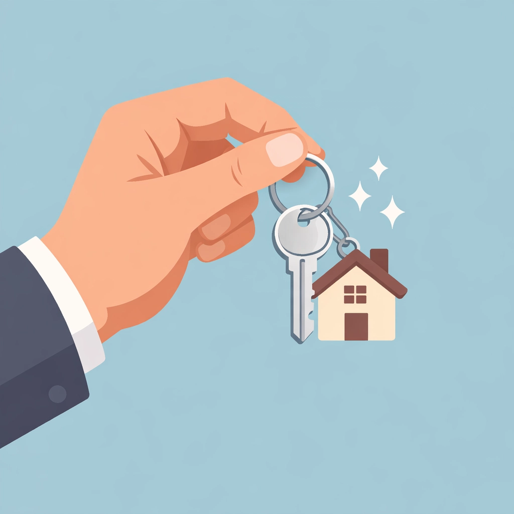 Llave de vivienda nueva tras lograr el éxito con un crédito para comprar casa.