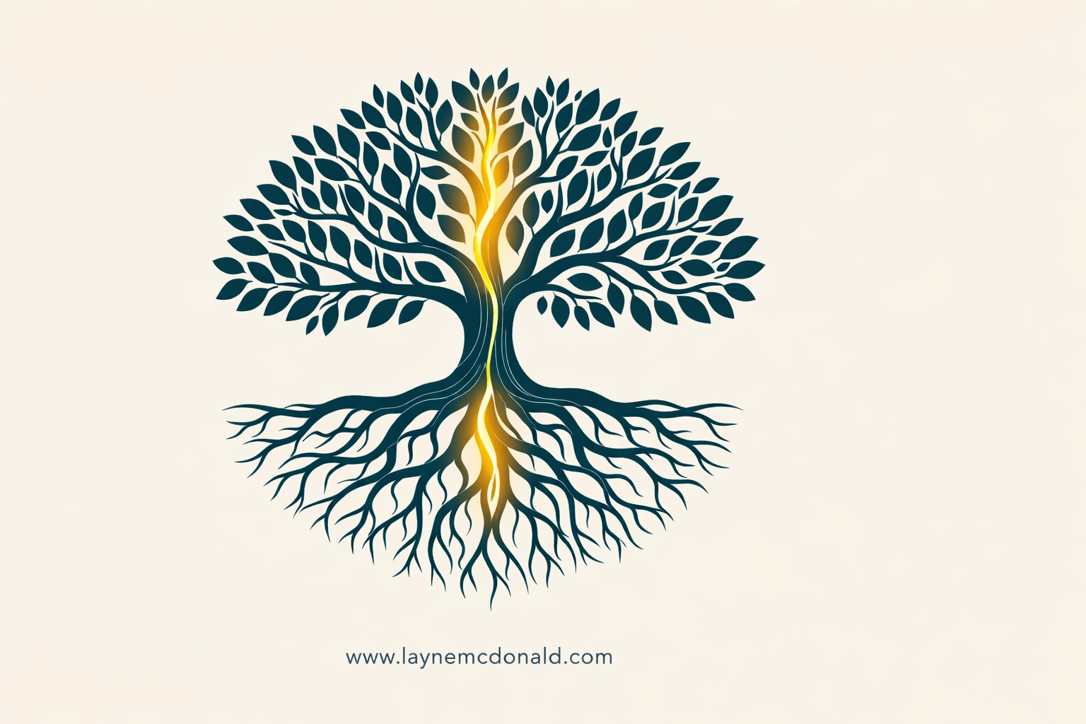 A minimalist family tree illustration showing spiritual awareness and healing of family patterns.