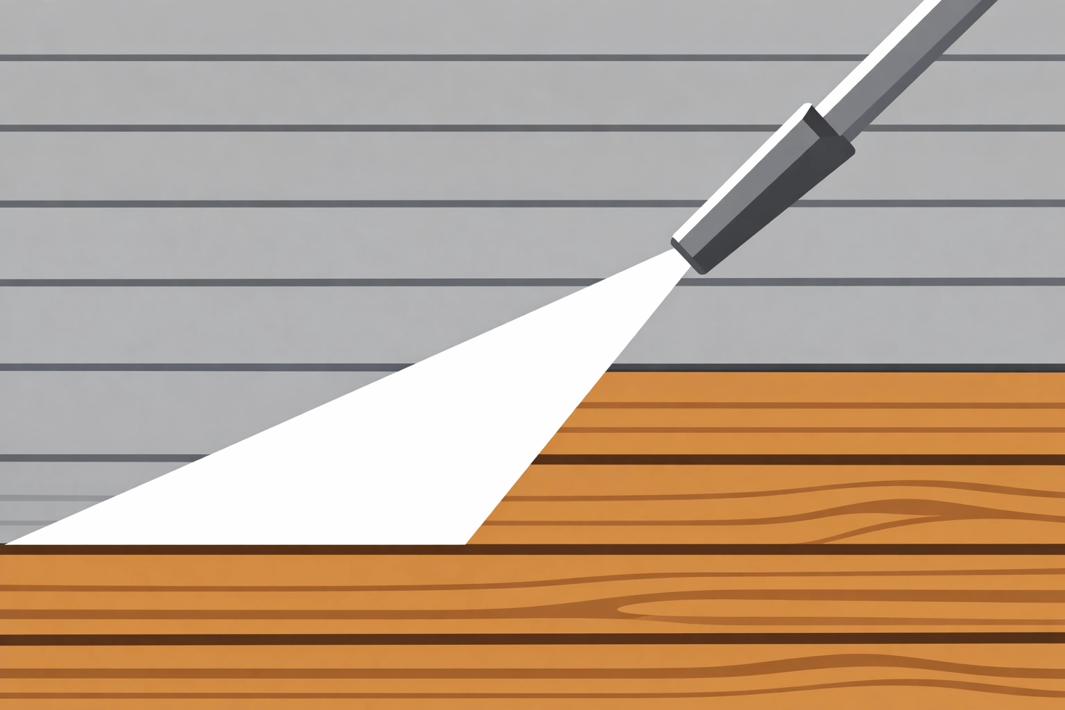 Power washing a wooden deck to remove grime and prepare for new sealer.