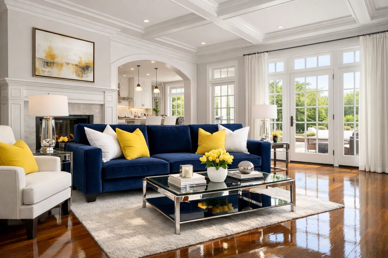 Professional cleaners in North Brookfield MA providing a spotless, sun-lit living room cleaning with weekly house cleaning service.