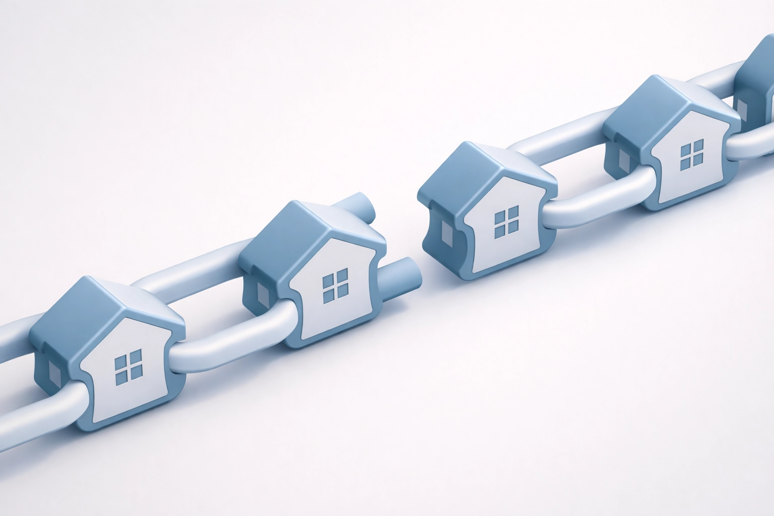 Broken chain of house links highlighting chain of title problems in inherited property transfers