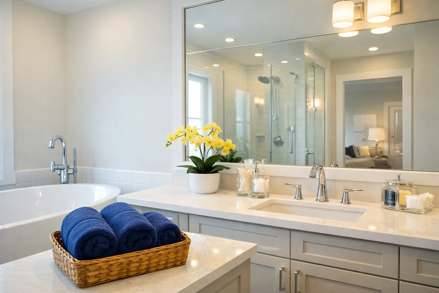 Spotless Worcester condo bathroom featuring streak-free surfaces by professional home cleaners.