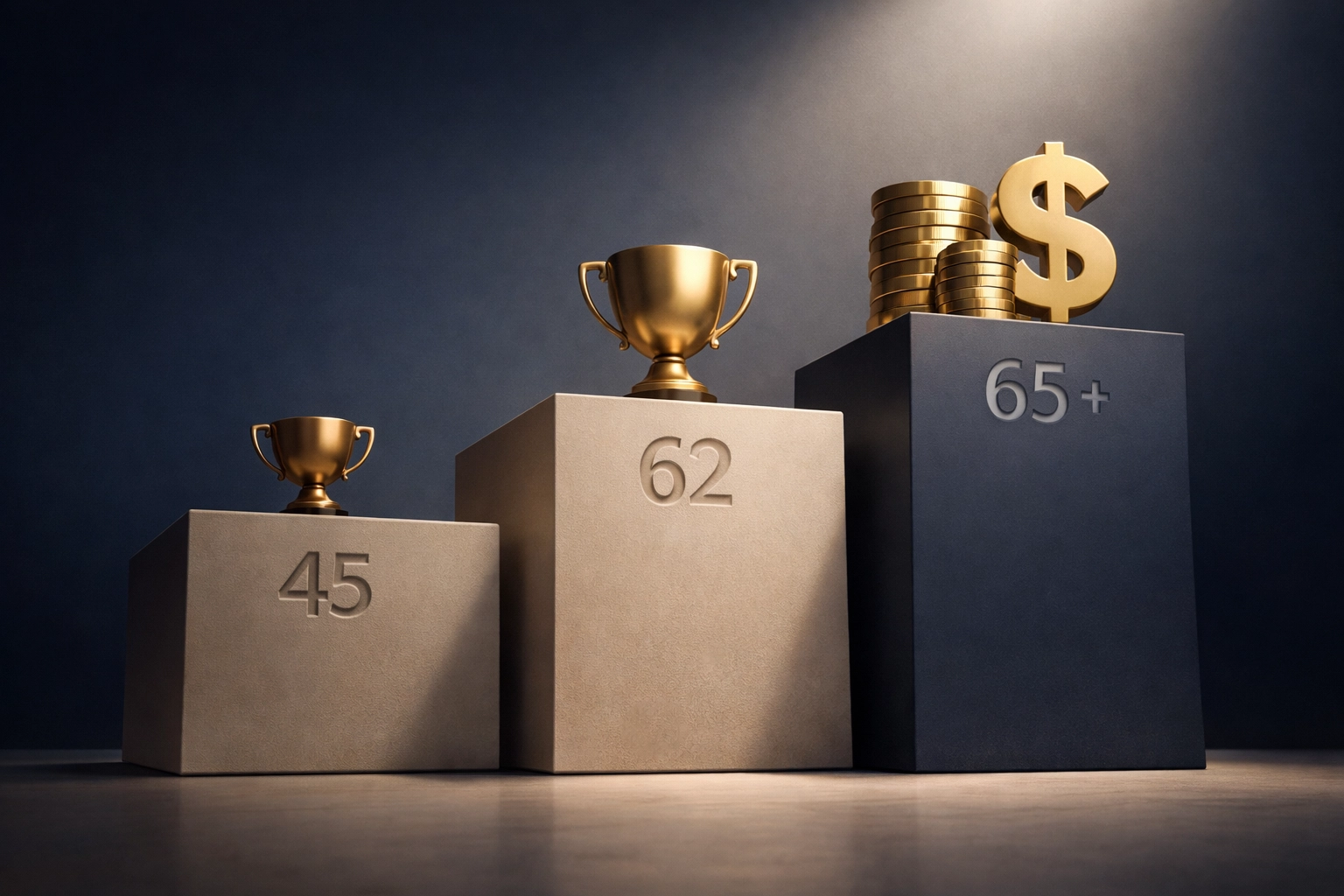 NHL pension retirement age options showing benefits at 45, 62, and 65 years