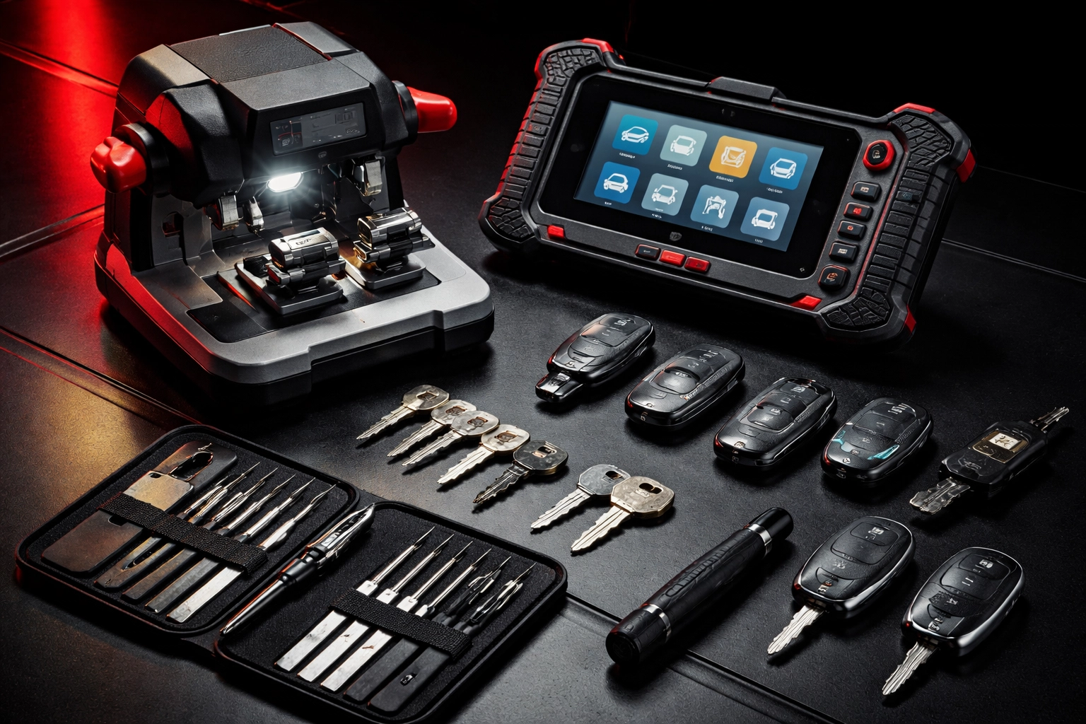 Professional locksmith tools for key cutting and lock services in Indianapolis