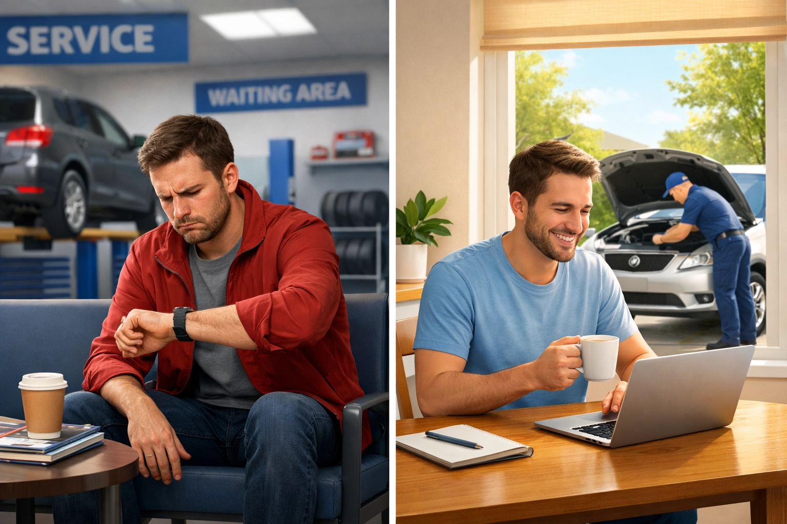 Comparing traditional auto shop wait times versus convenient mobile mechanic service at home
