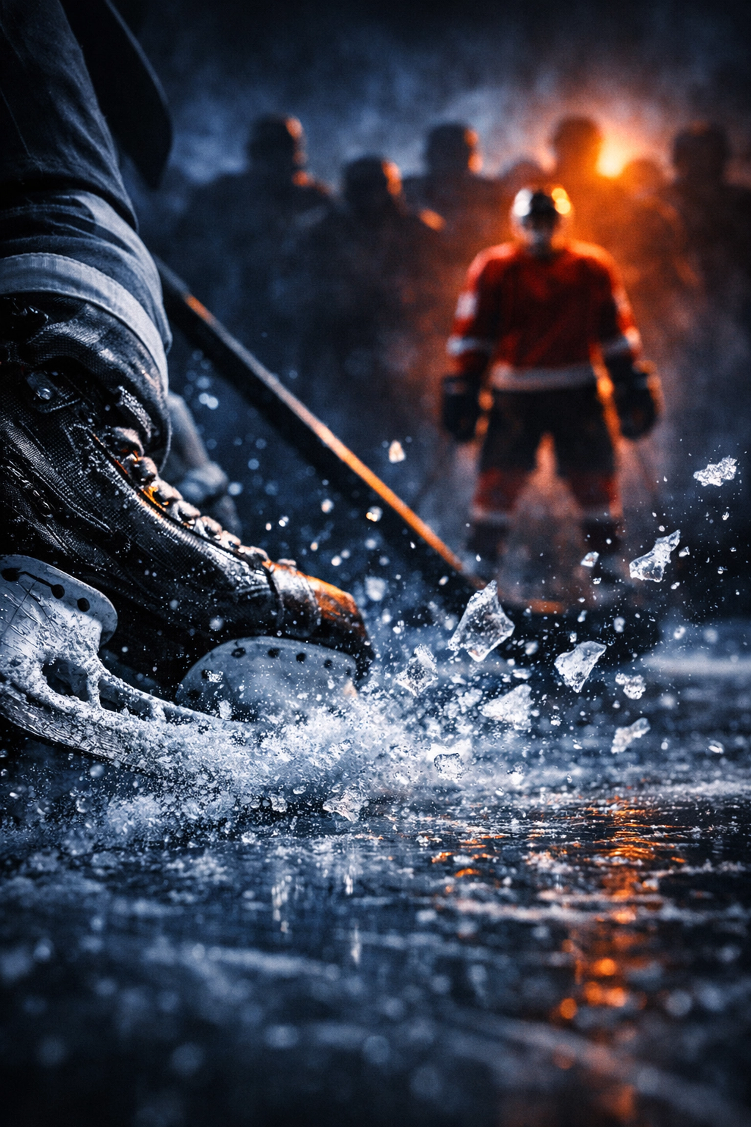 Hockey player skates carving ice symbolizing high-value NHL underdog picks and betting analytics.