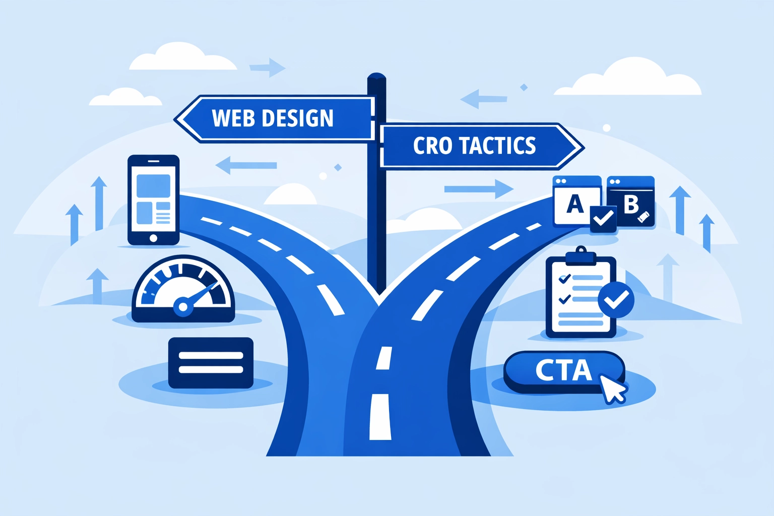 Decision flowchart showing when to prioritize web design or conversion optimization