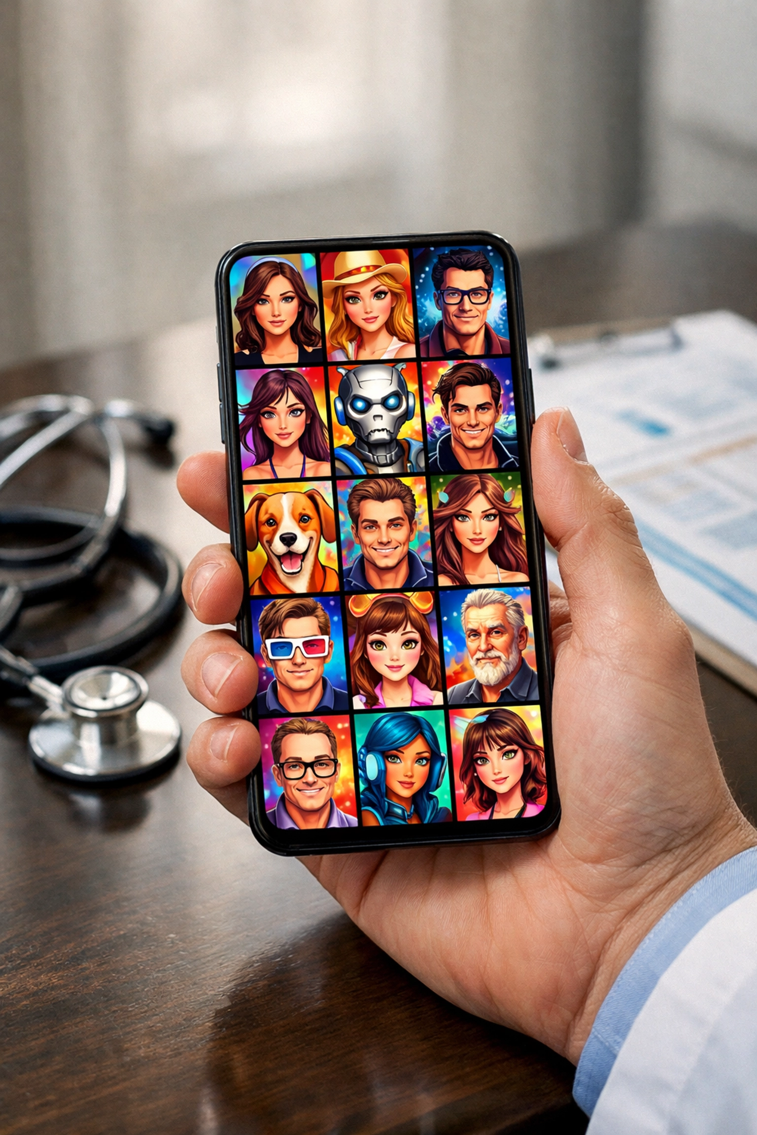 AI Scams & Malware: How to Keep Your Practice Safe in the Age of AI A smartphone with AI apps in a medical office highlighting AI scam prevention for medical practice security.