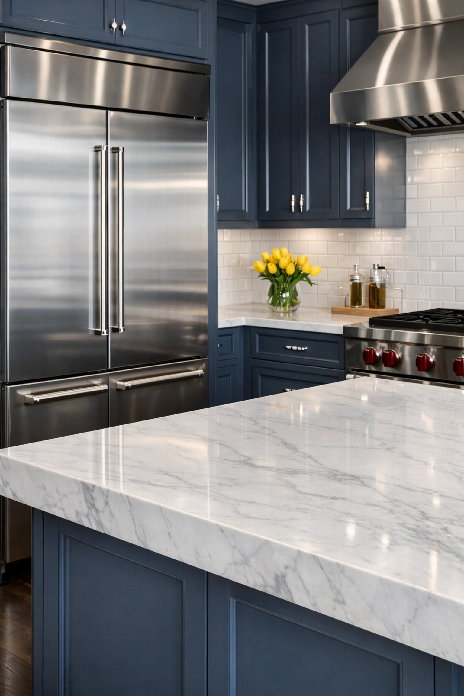 Spotless modern kitchen in a high-end estate featuring professional Marblehead luxury house cleaning.