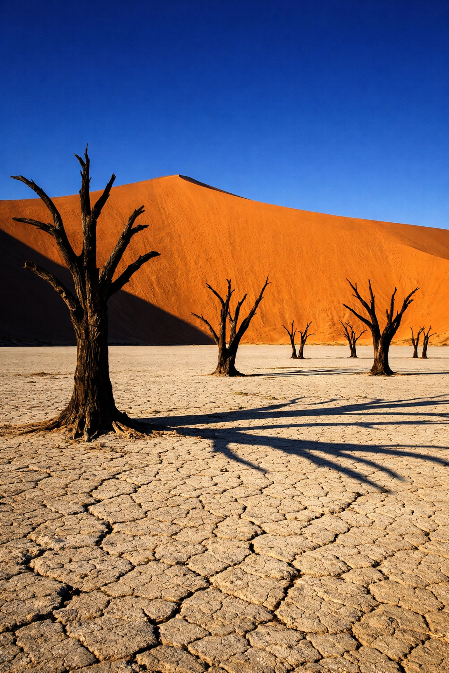 Lens Around the World: Your Essential 50-Spot Photography Handbook 4 The iconic desert landscape of Deadvlei, Namibia, featuring skeletal trees and towering orange sand dunes.