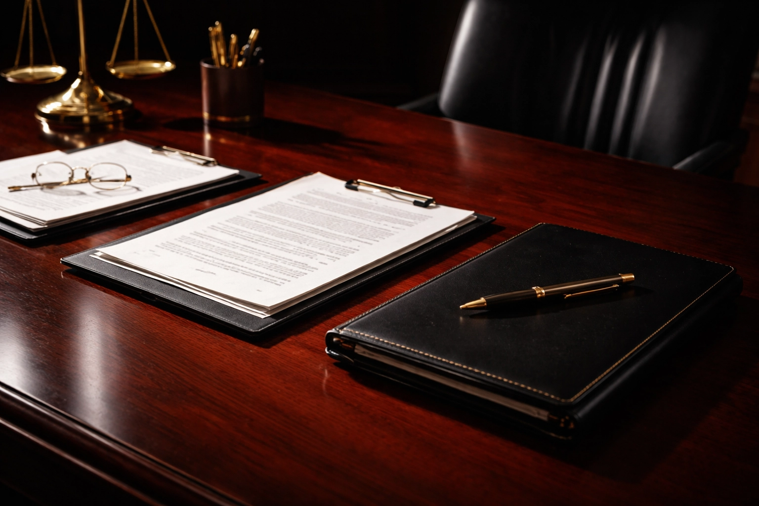 Organized legal documents and contract on a conference table highlight evidence needed to prove a lawsuit in Florida.