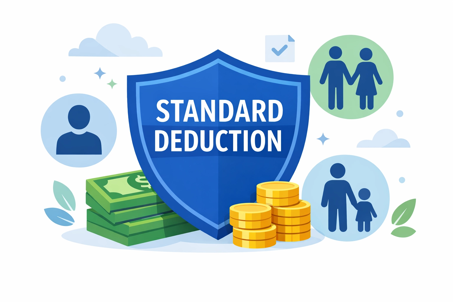 Standard deduction shield protecting income for different tax filing statuses in 2026