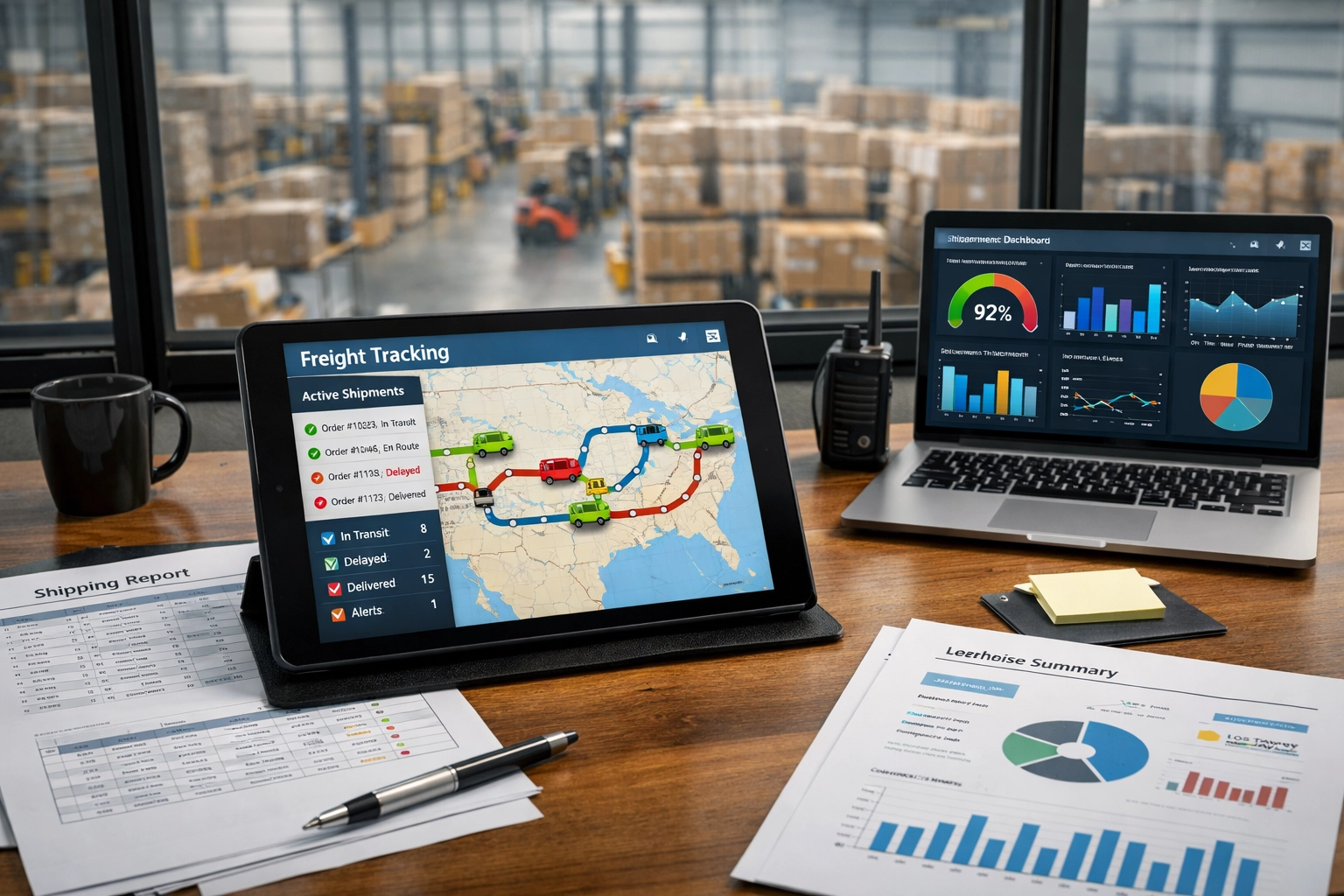 Real-time freight tracking software and transportation management dashboards