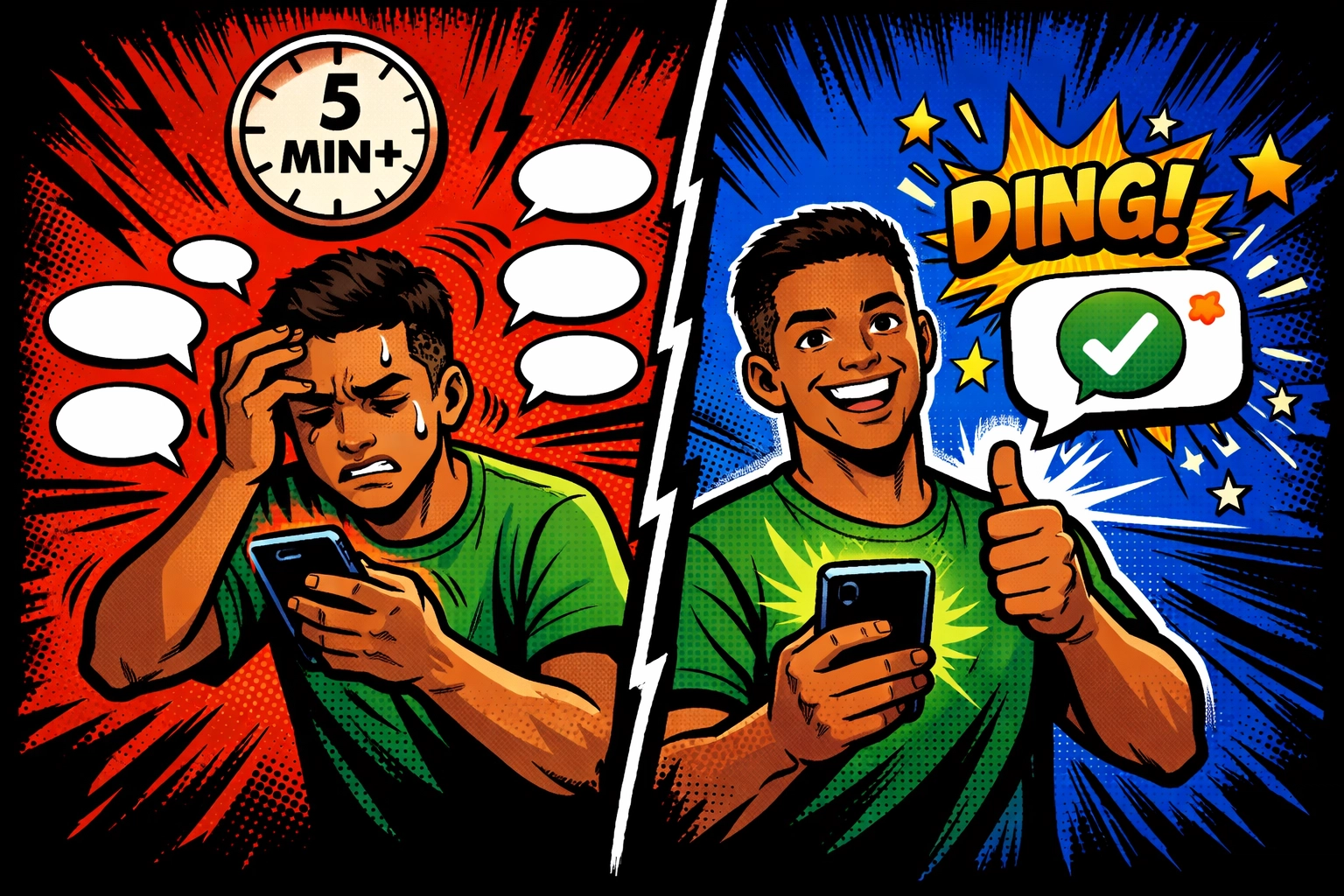 Slow lead response vs instant SMS reply comparison for local service businesses