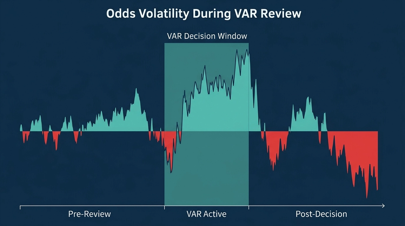 Data visualization chart showing odds volatility during a VAR review period