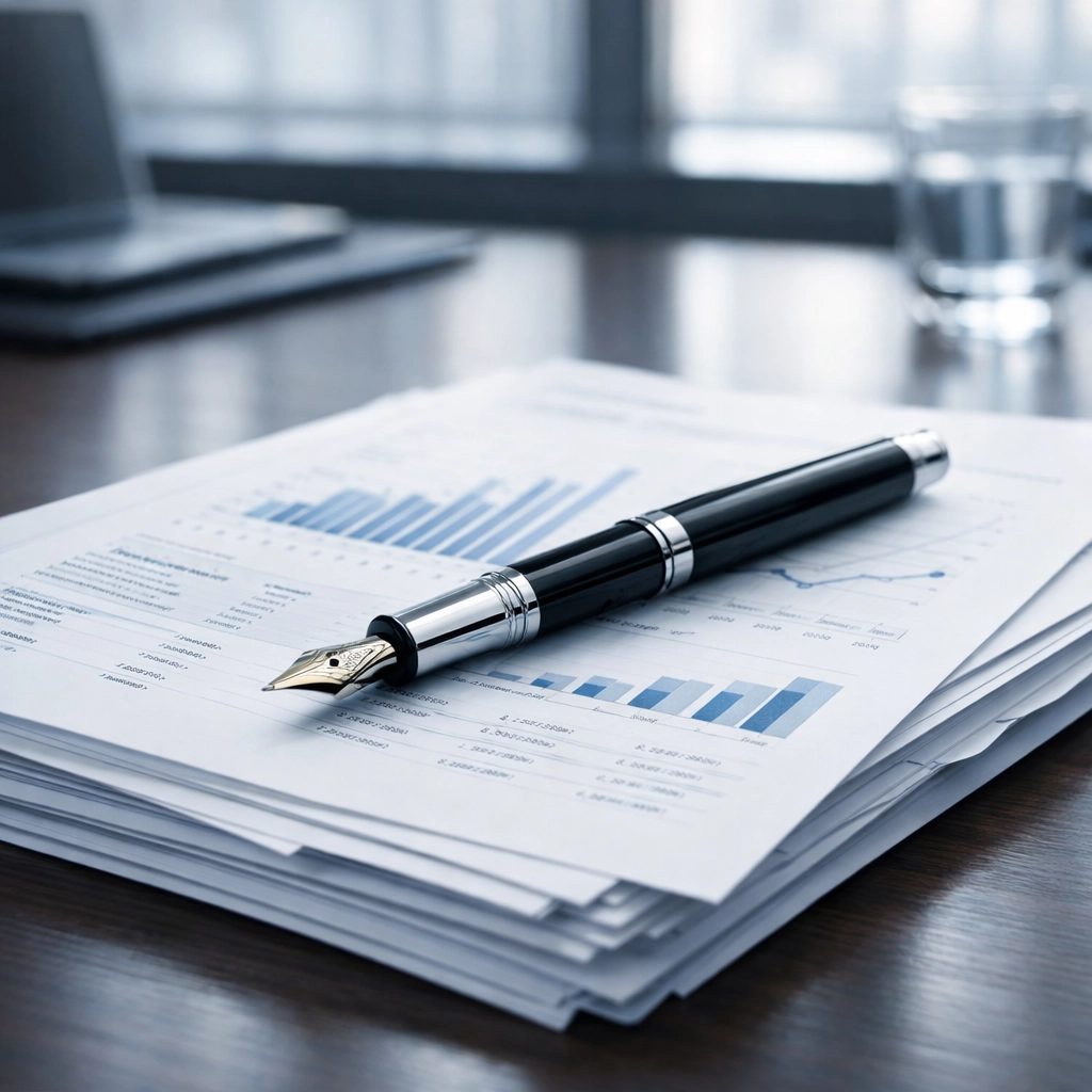 Professional business valuation documents on a desk for selling a small business in Charlotte.
