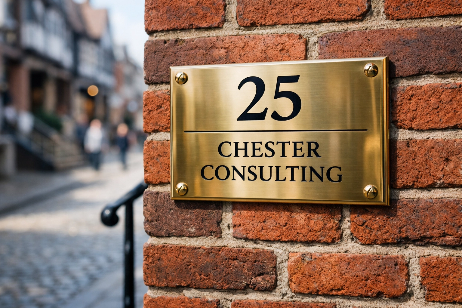 A professional business address plaque in Chester, highlighting NAP consistency for local SEO.