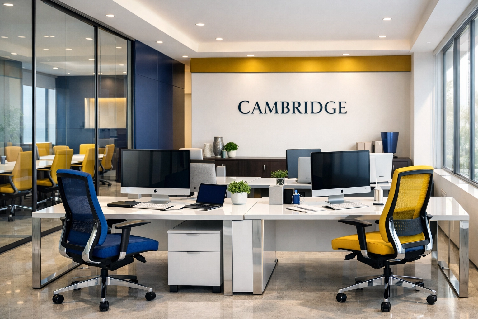 Spotless modern office space in Cambridge showcasing professional office cleaning Cambridge services for businesses.