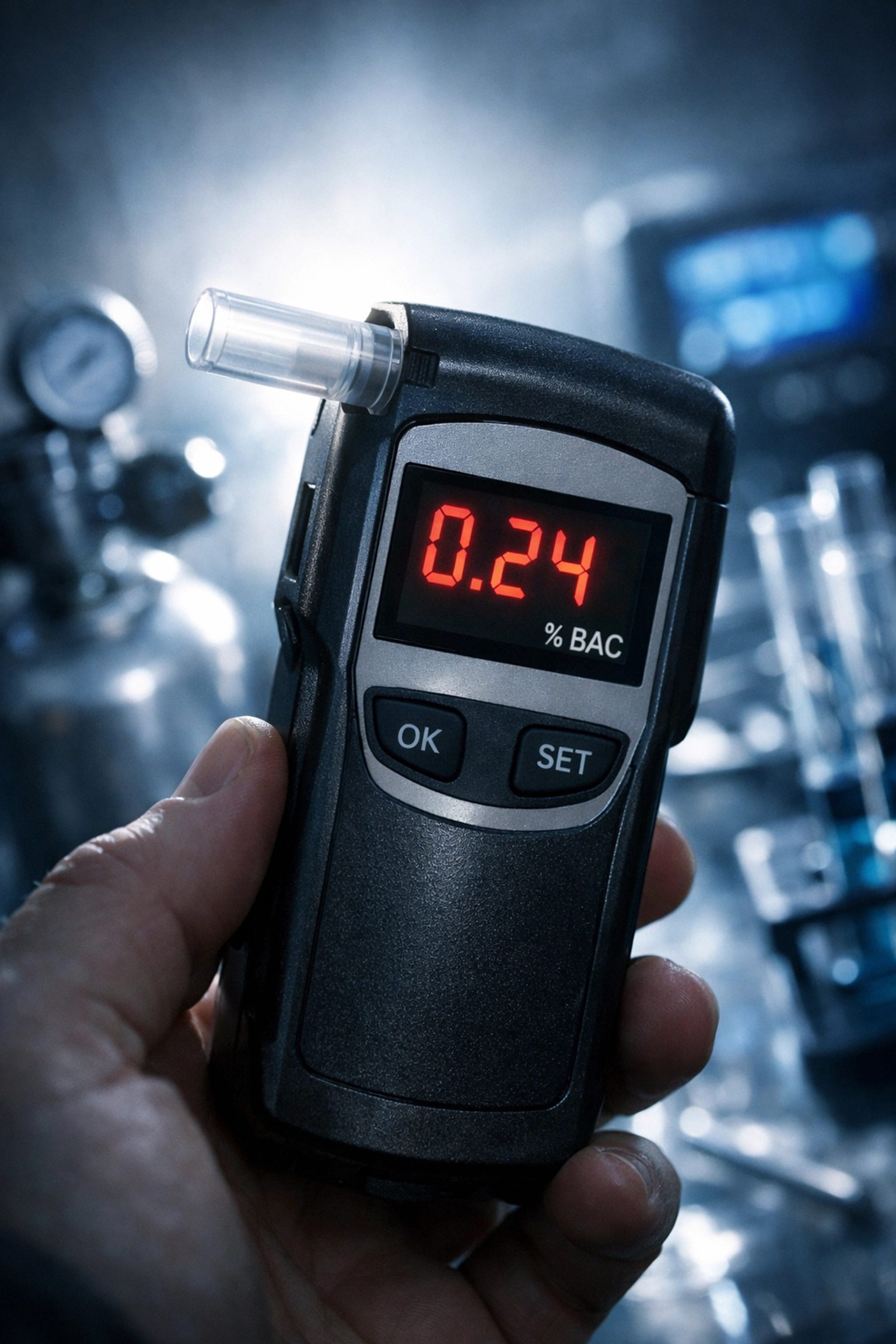 Breathalyzer device and testing equipment used in DUI cases being examined