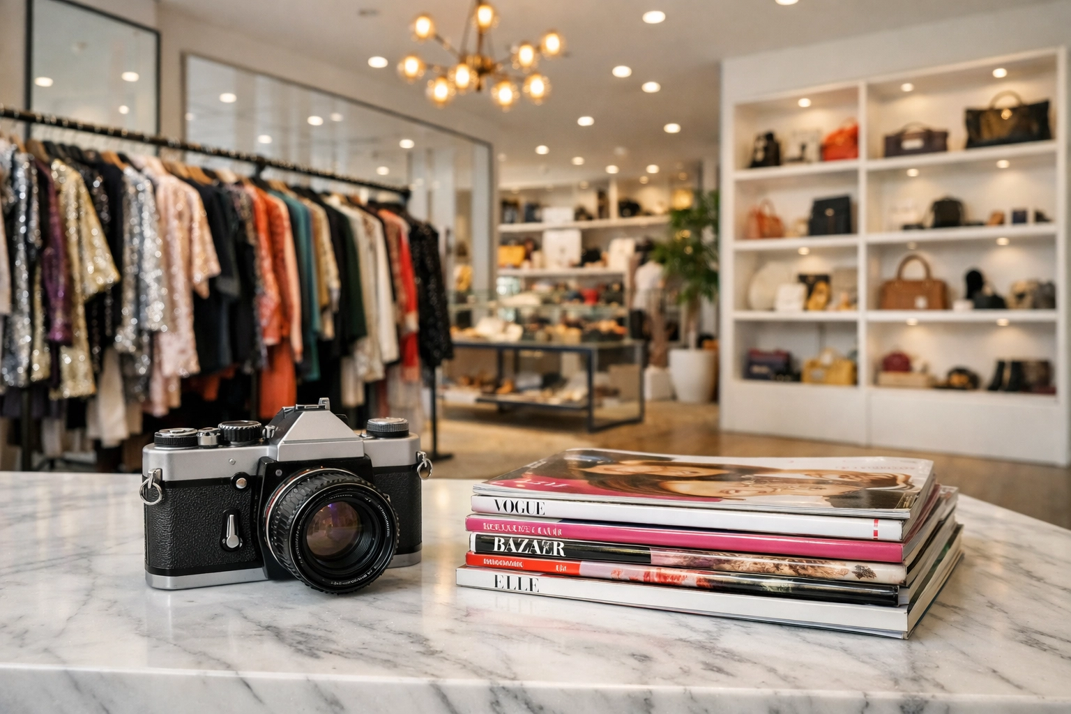 Modern resale boutique studio with clothing racks, showing how reselling is still profitable in 2026.