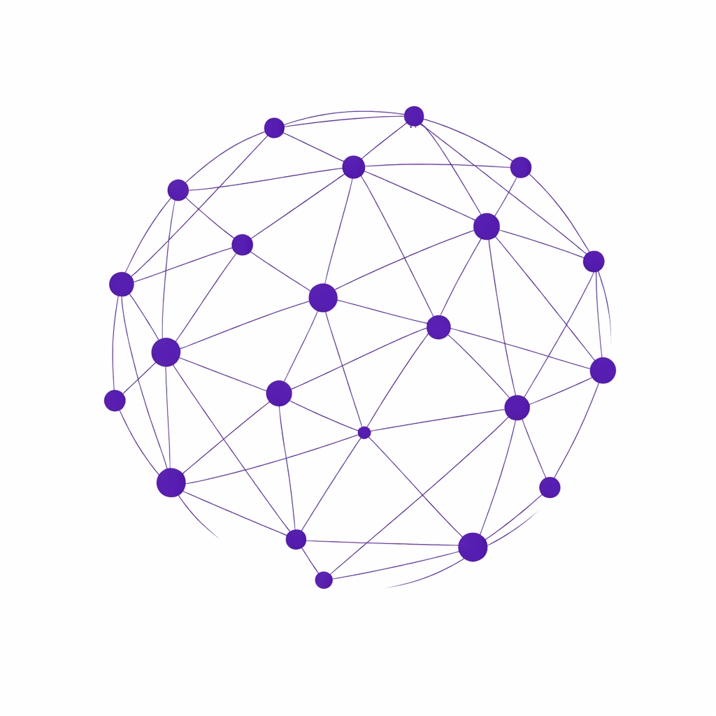 A purple network web symbolizing the global alumni community for the 10,000 Women online program.