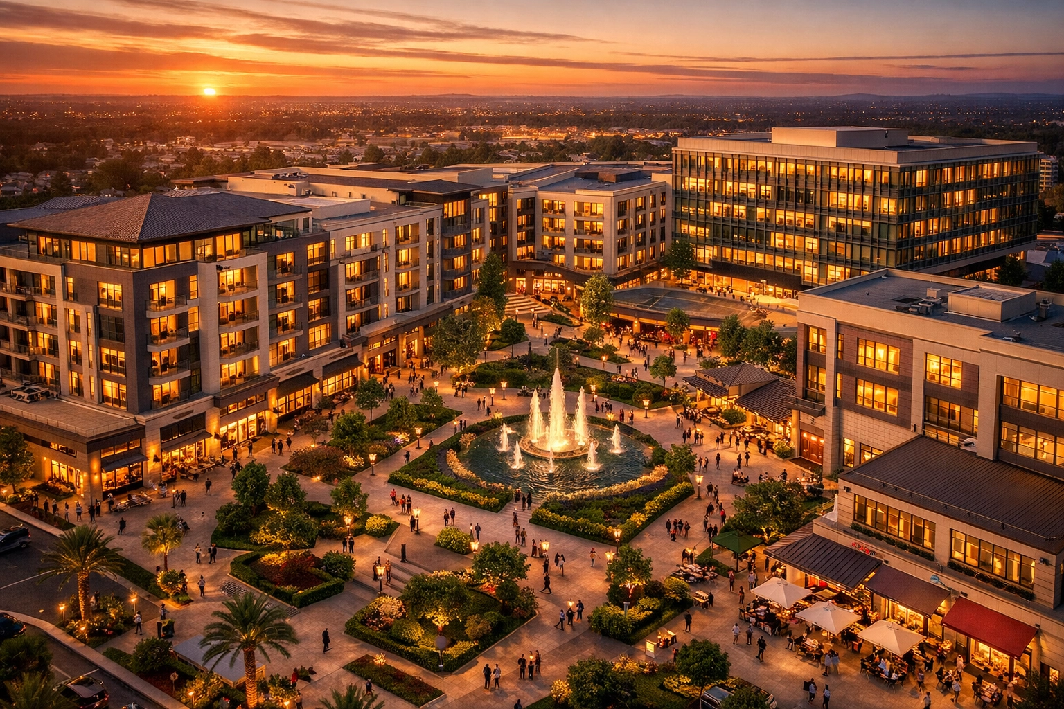 Commercial real estate development showing income-generating institutional property investment