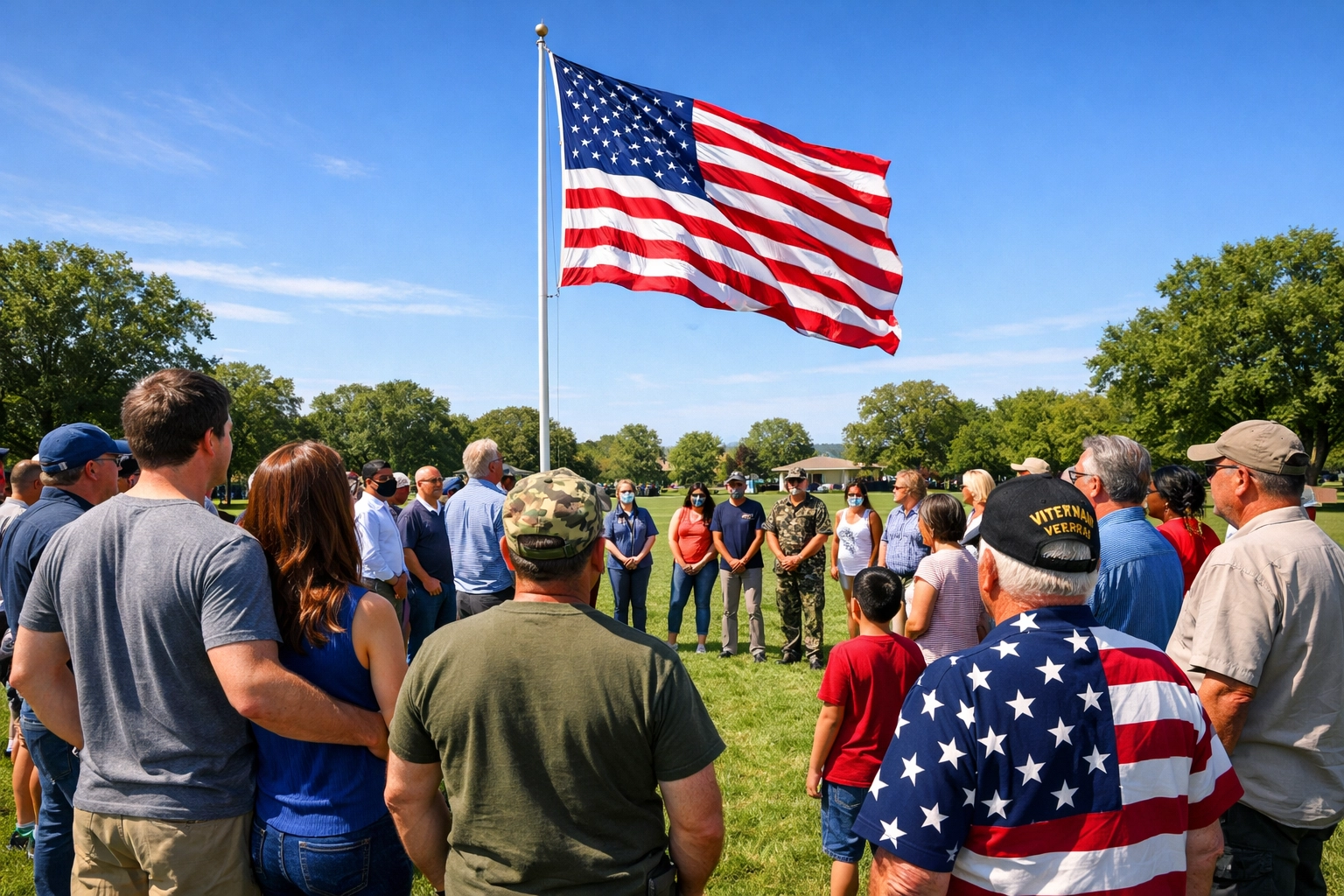 A diverse community gathered under the American flag to celebrate unity and the nation’s 250th anniversary.