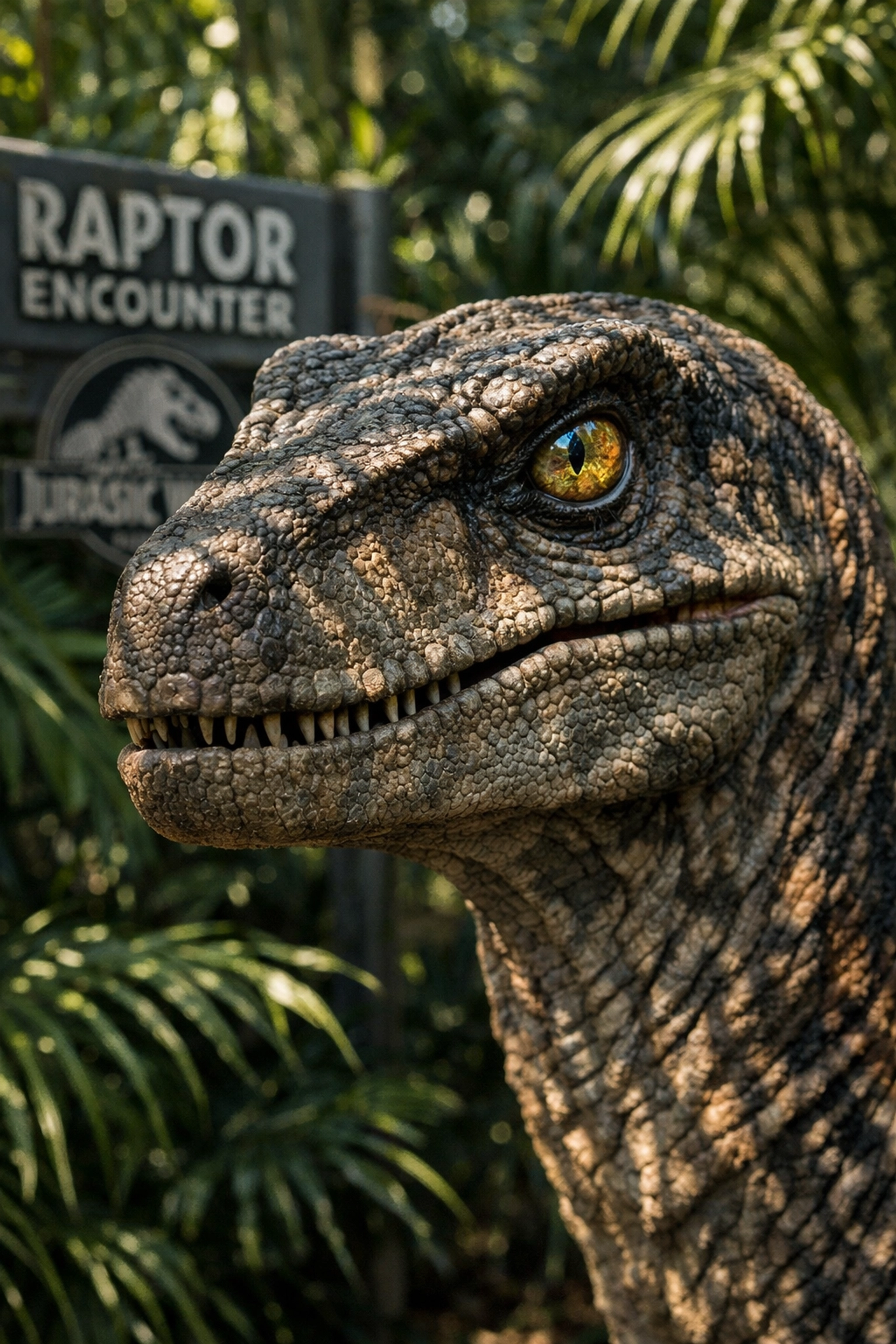Universal Studios Hollywood Photography Guide 2026: Why Everyone Is Talking About These New Photo Spots 4 Close-up of a Velociraptor at the Jurassic World Raptor Encounter, a unique photo spot in the park.