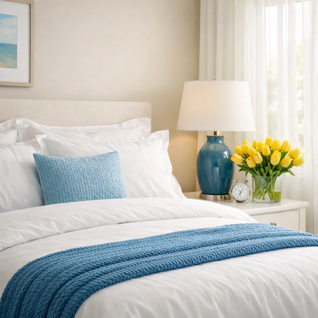 Pristine bedroom with crisp white linens following a thorough move-out cleaning Worcester MA.