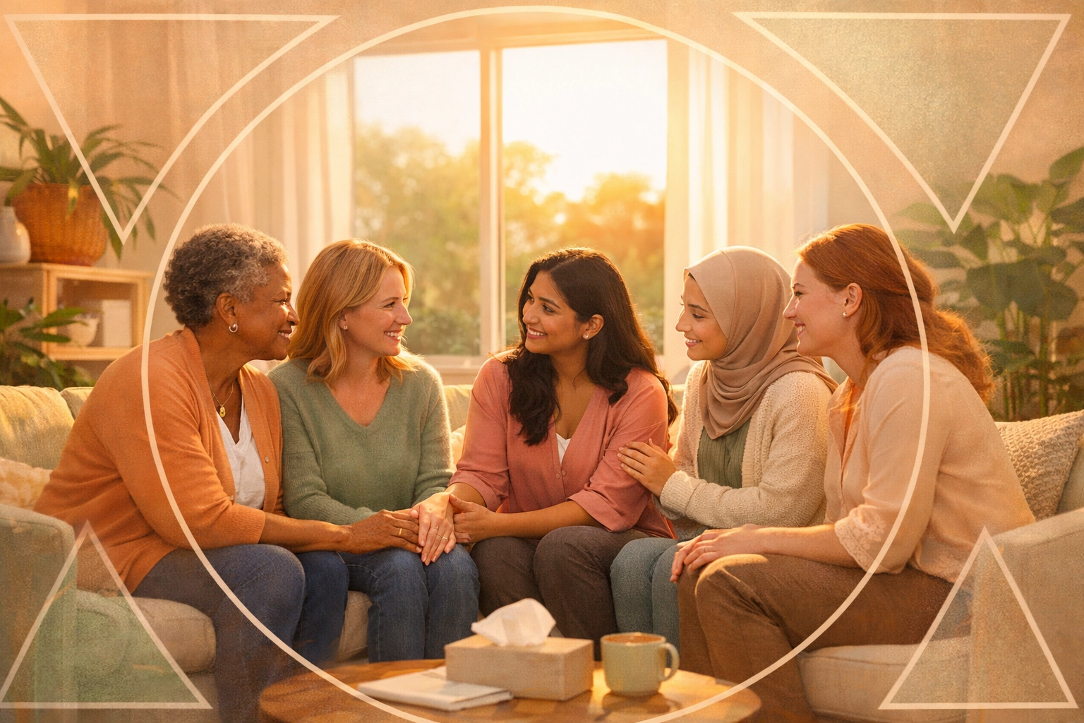 Women in therapy session learning to set boundaries and prioritize self-care