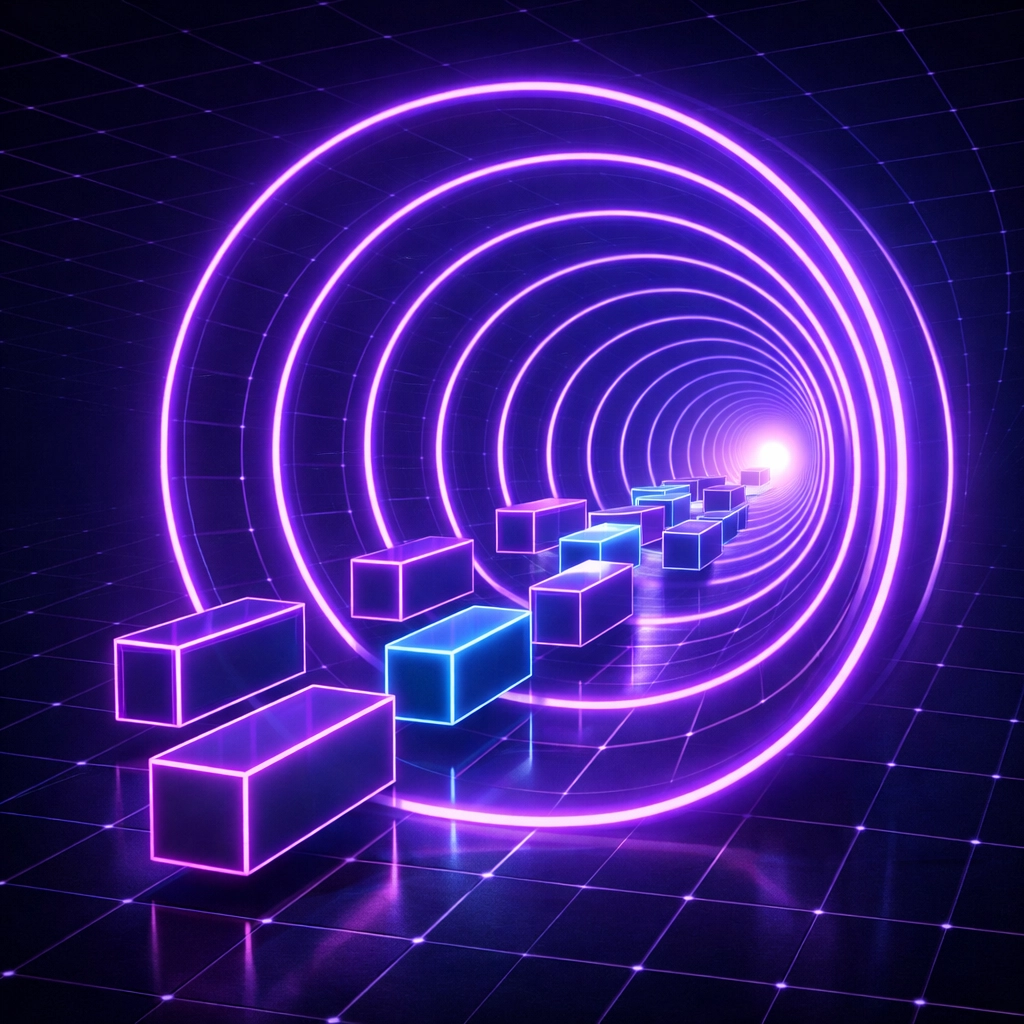 Geometric visualization of a secure enterprise AI gateway managing data flow and agent policy enforcement.
