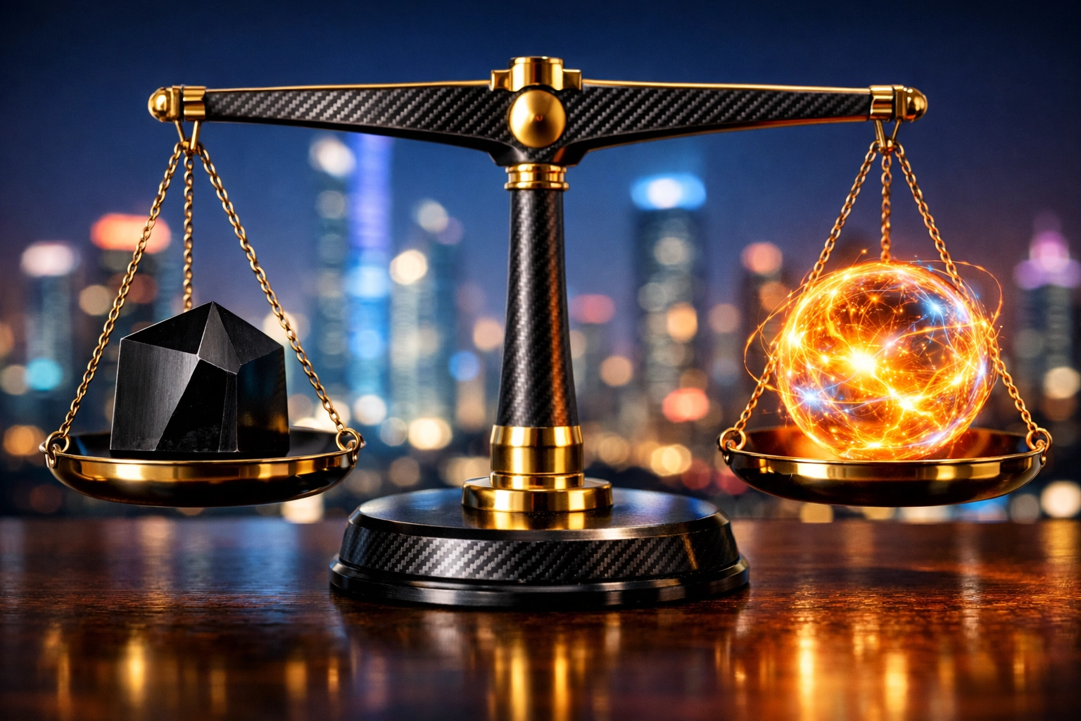 A balanced scale representing a portfolio strategy that weighs safe savings against high-growth investments.