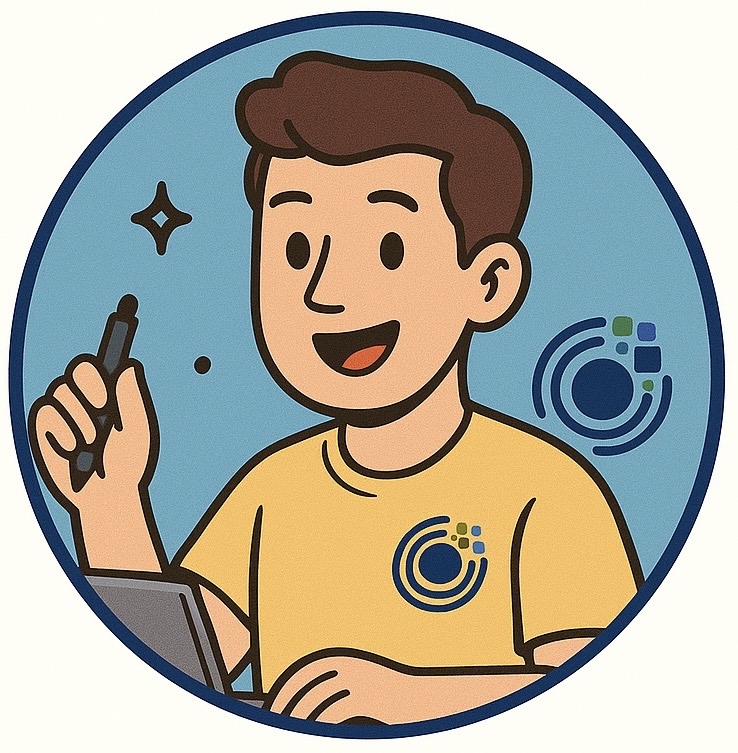 Cartoon illustration of a friendly team member