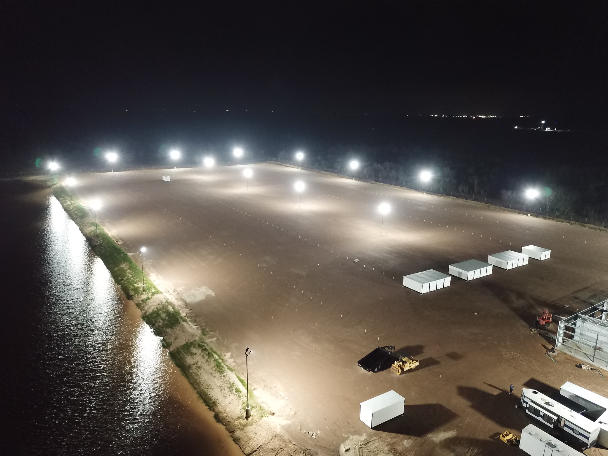 LockRig Storage & Parking Lot (Aerial Night View)