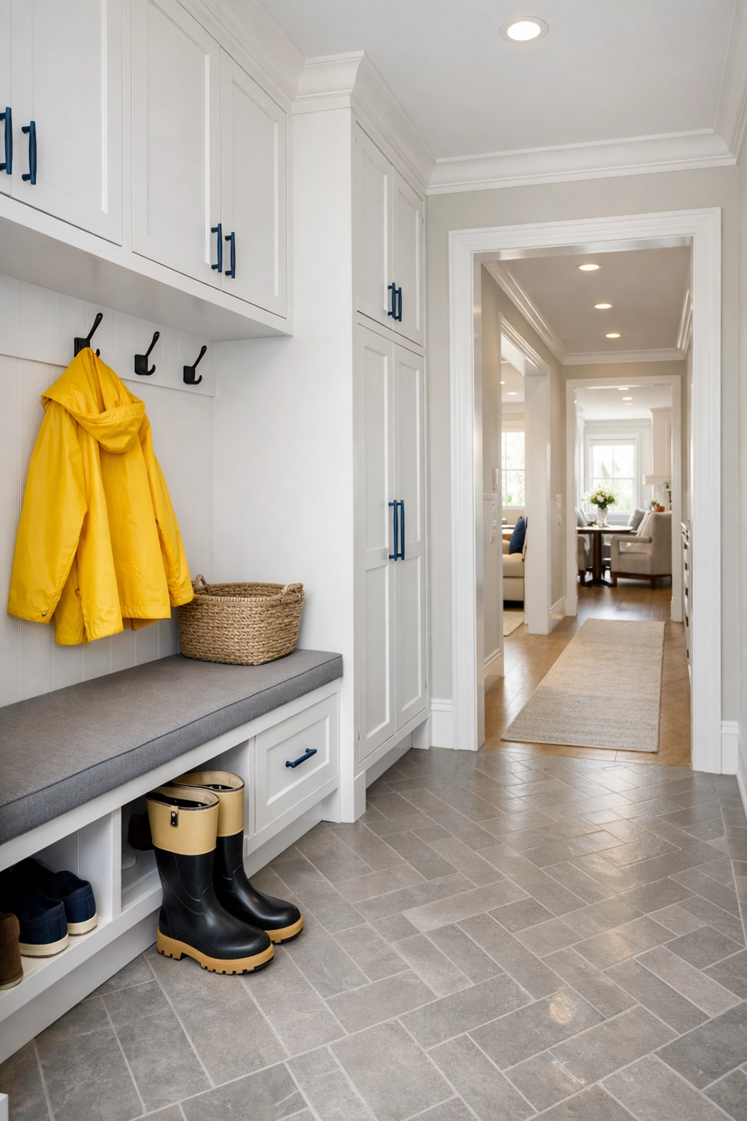 Spotless and organized home entryway in Saugus, Massachusetts, after a house cleaning Saugus MA visit.