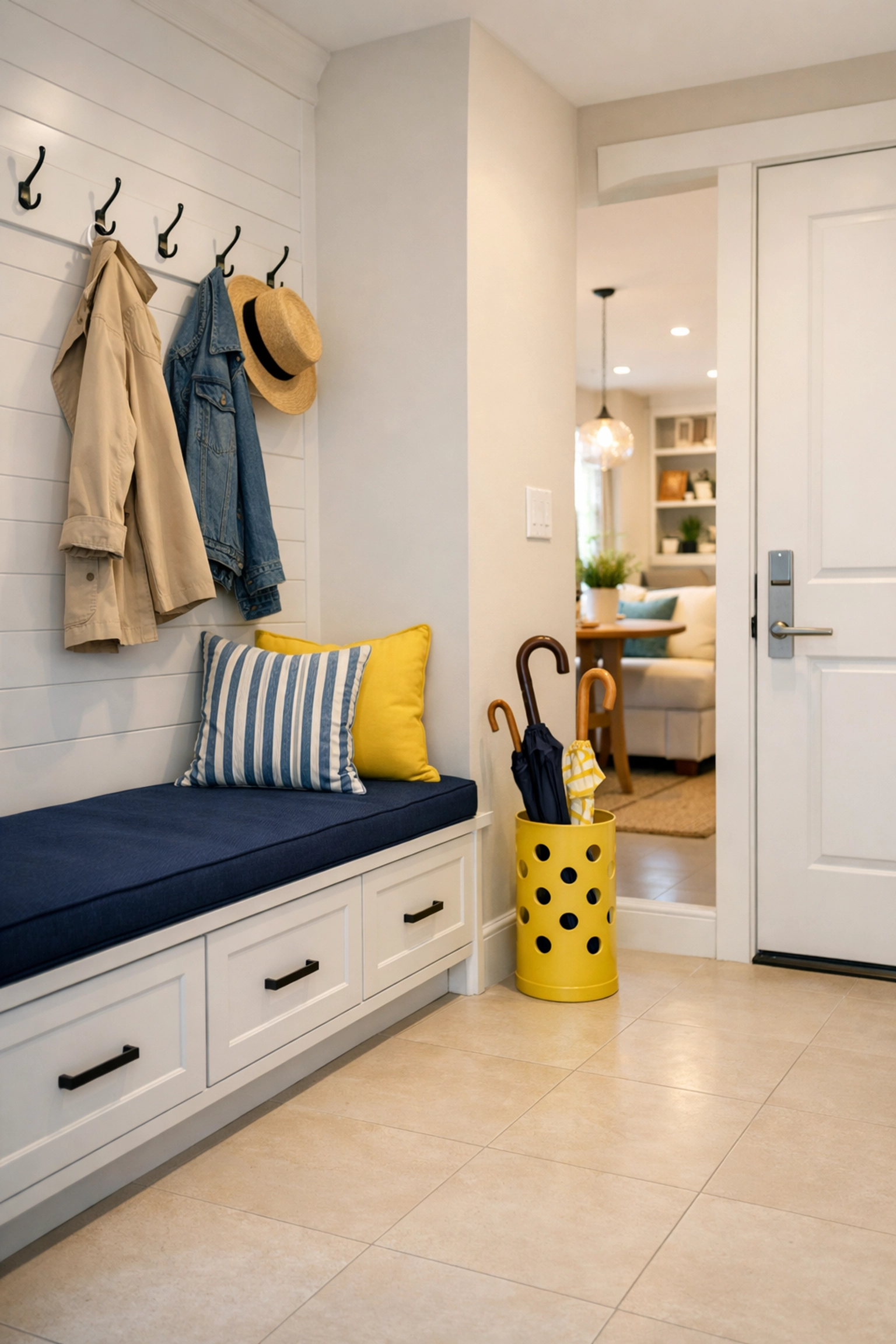 A spotless and organized entryway in a Cambridge condo after move-out cleaning Cambridge service.