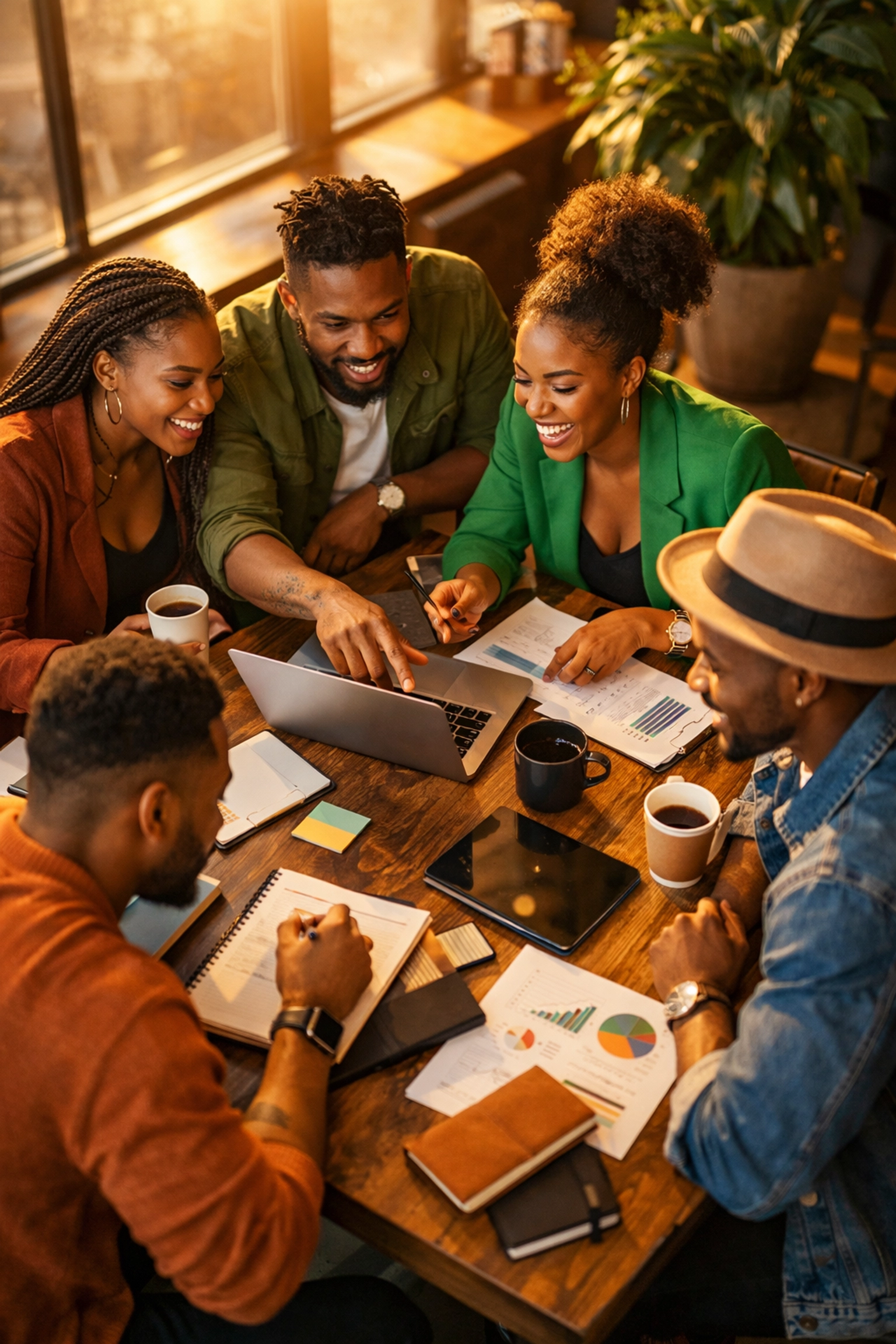 Black entrepreneurs collaborating in modern workspace building wealth and business strategies