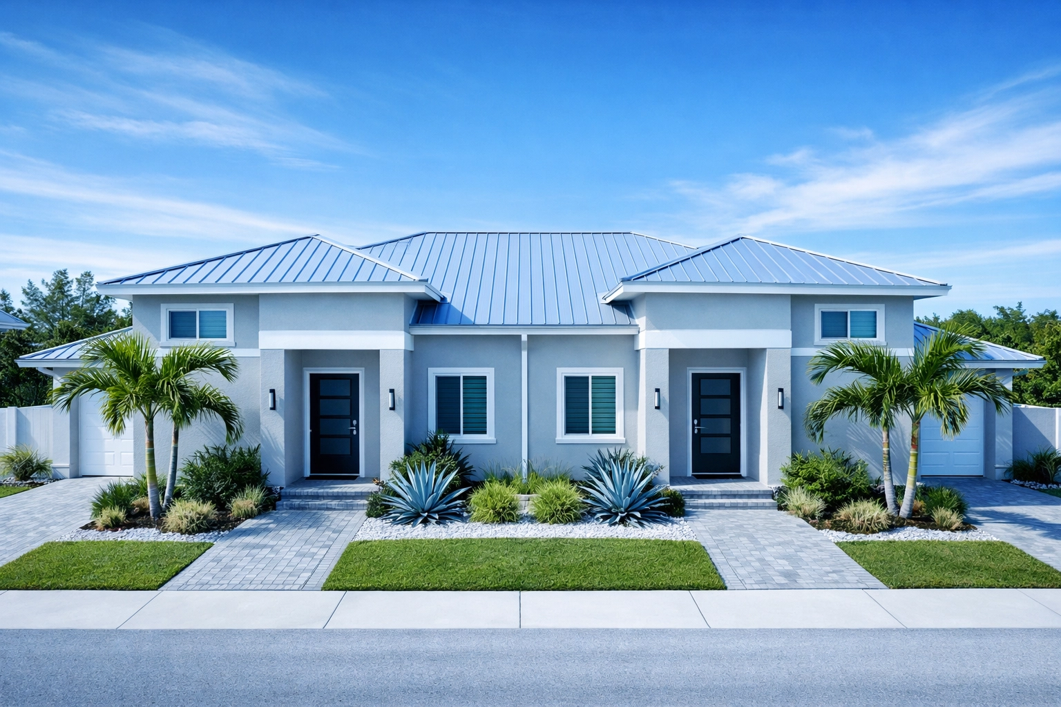 Contemporary duplex property in Lee County Florida showing multi-family zoning investment potential