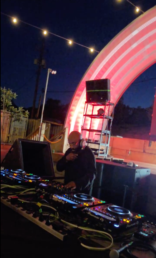 Outdoor Night DJ Event — Kim Lightfoot performing at Block & Drum