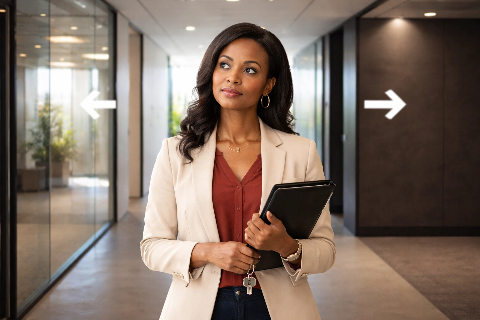 African American real estate agent stands at crossroads in office, symbolizing ethical mortgage referral decisions in DMV