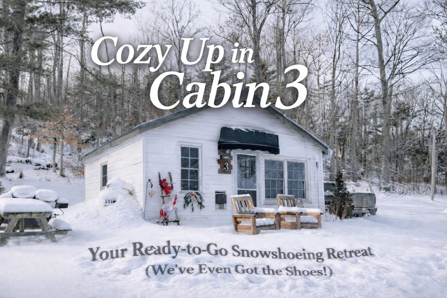 [HERO] Cozy Up in Cabin 3: Your Ready-to-Go Snowshoeing Retreat (We