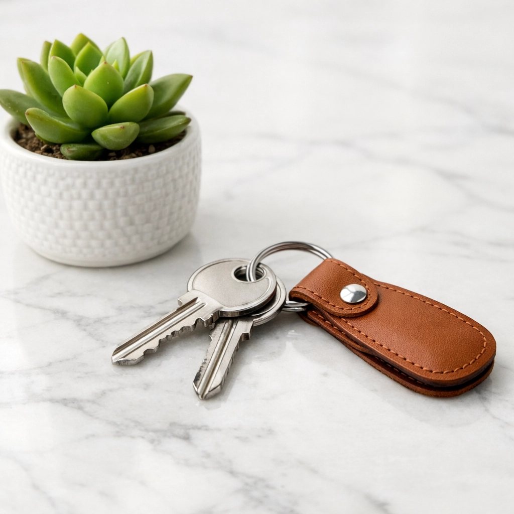 House keys on a marble counter, representing tenant trust and professional property management in Saskatoon.