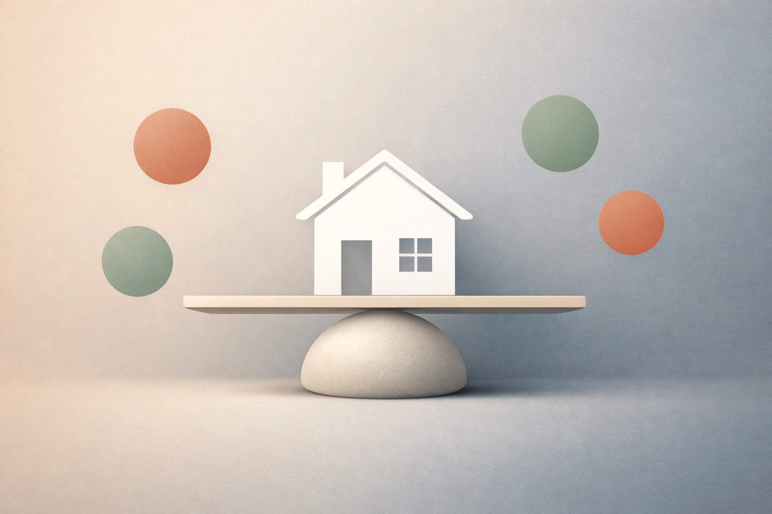 Minimalist house illustration representing stable Spokane real estate market conditions and balanced inventory in 2026.