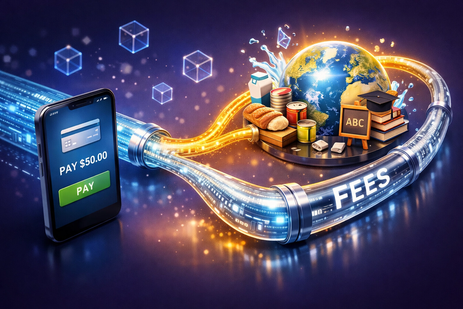 Larecoin blockchain transaction automatically allocating 1.5% to charity and global hunger relief