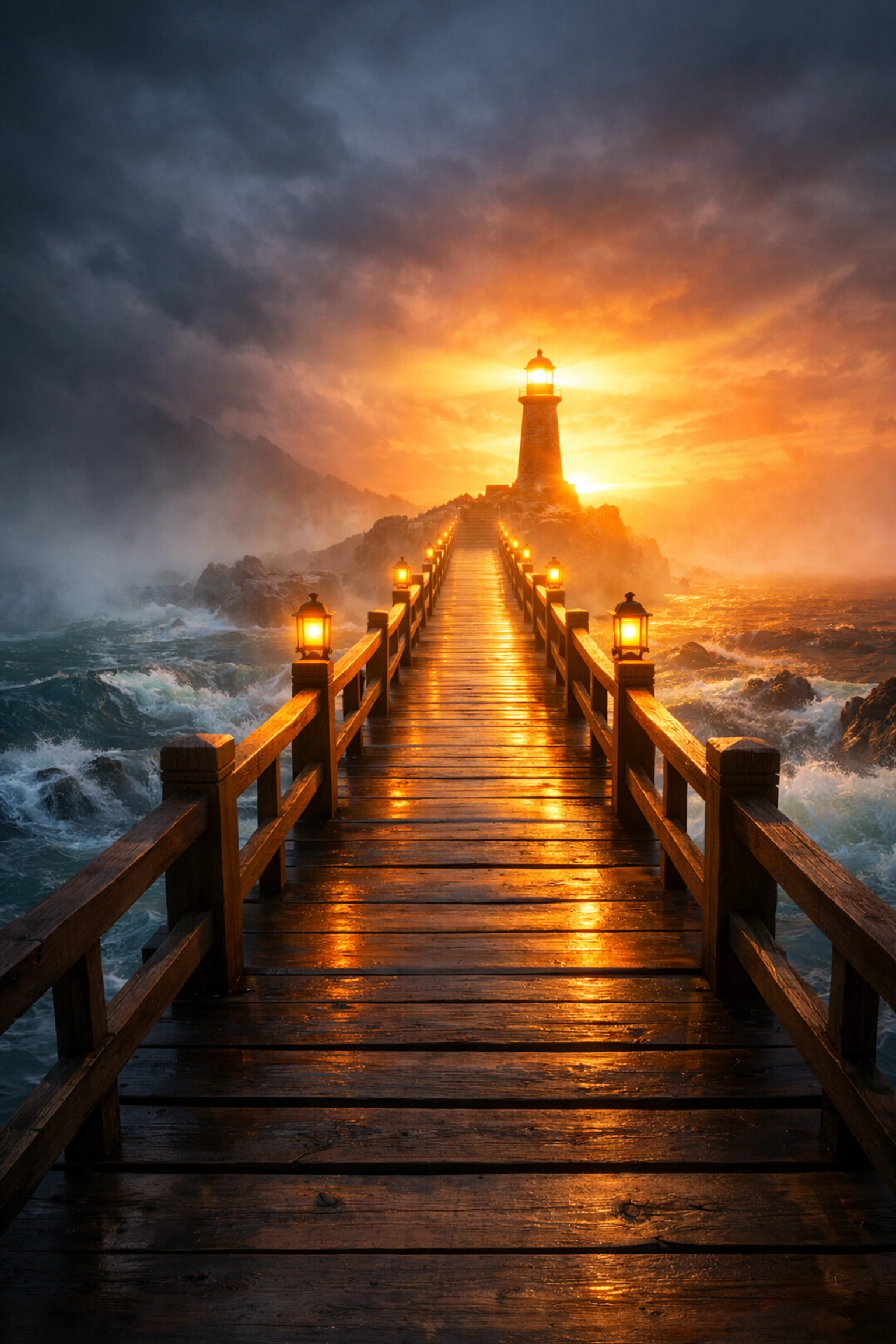 A bridge crossing from darkness to light, symbolizing the long-term journey of faith-based recovery.