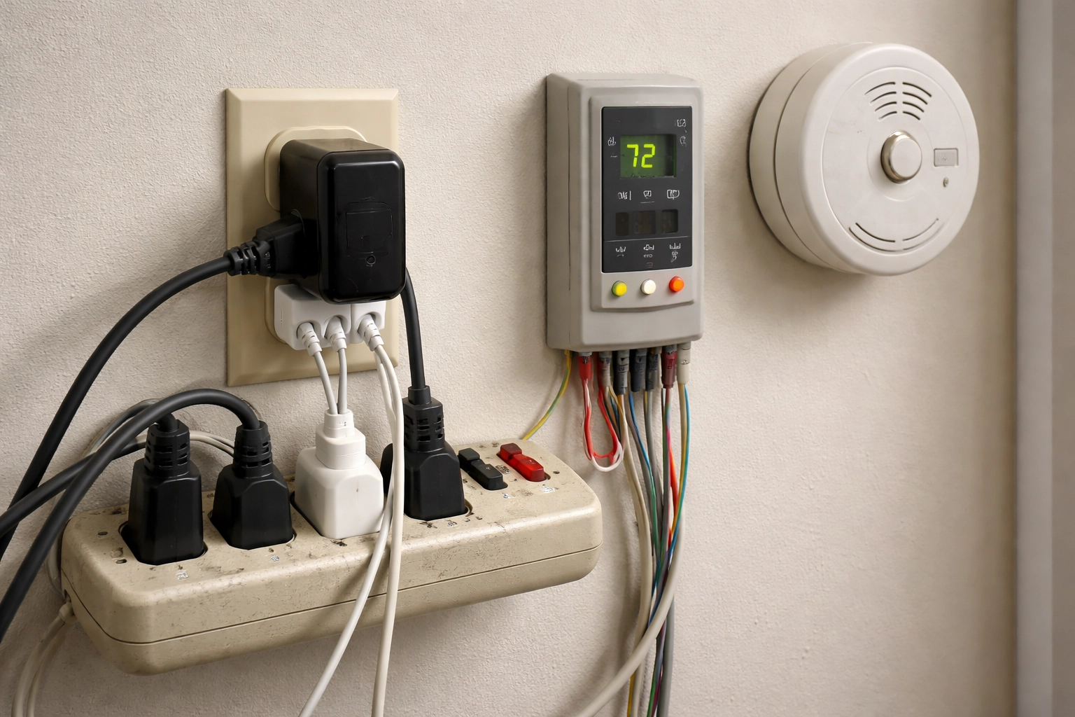 Power bar surge protector with limited protection for hardwired home appliances