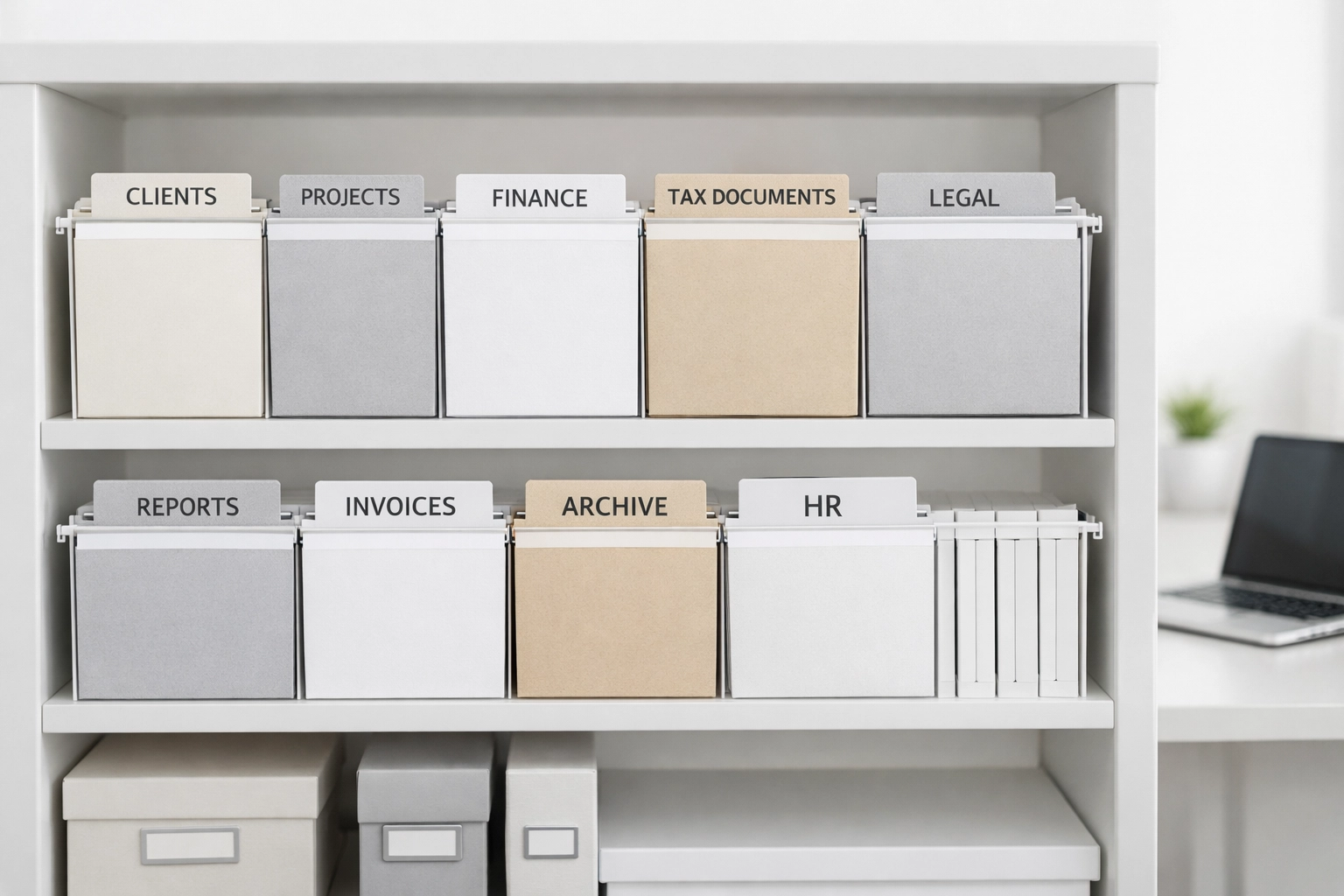 Organized tax document filing system with digital and physical records