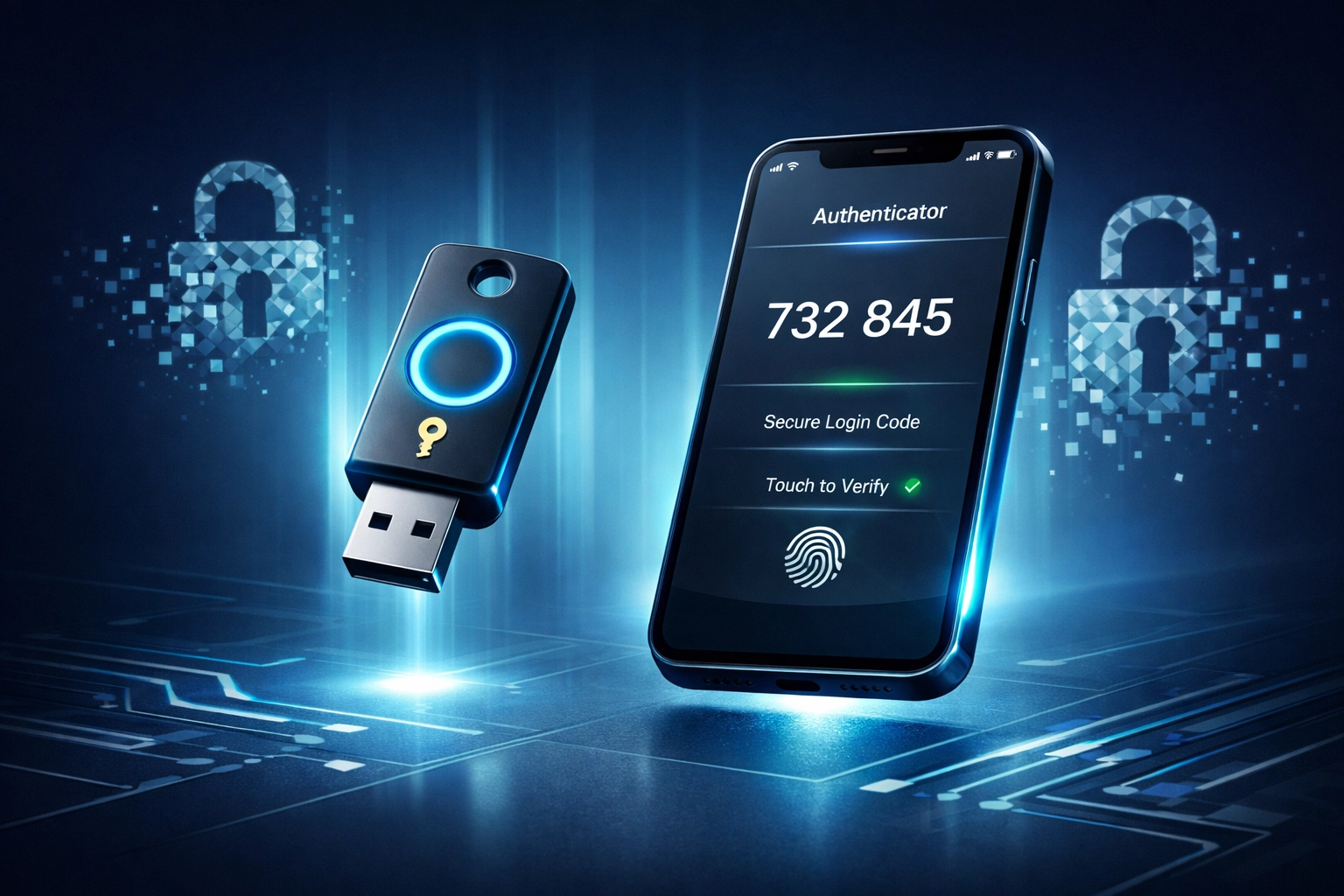 FIDO2 security key and smartphone authenticator app for multi-factor authentication in small business