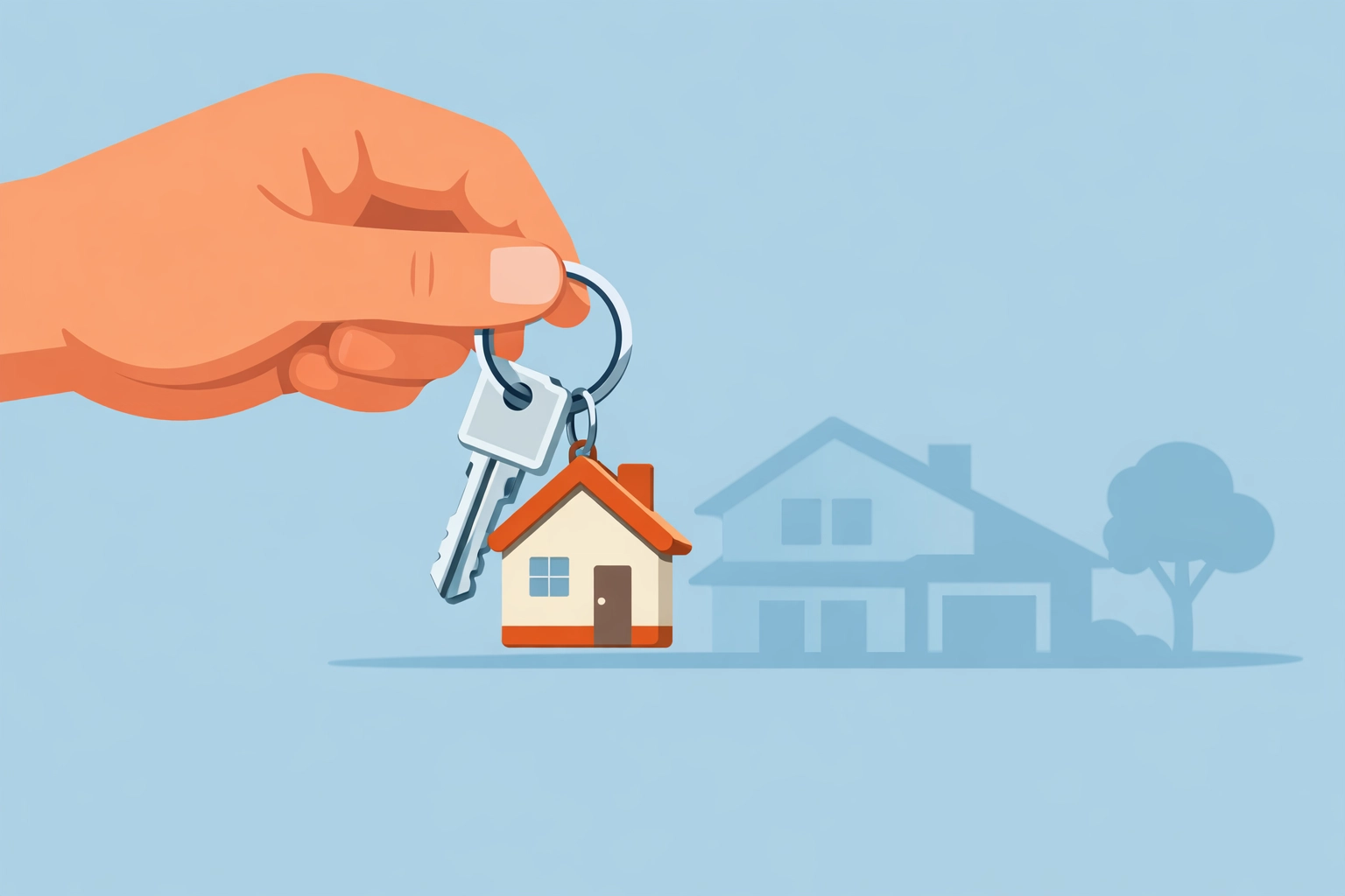 Mano sosteniendo llaves de casa nueva luego de limpiar el credito para comprar casa.